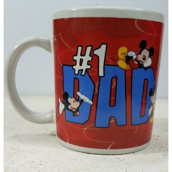 Disney Mickey Mouse Coffee Mug "#1 DAD" Giftco, Inc Hot Tea Good Used Condition. - Picture 3 of 10